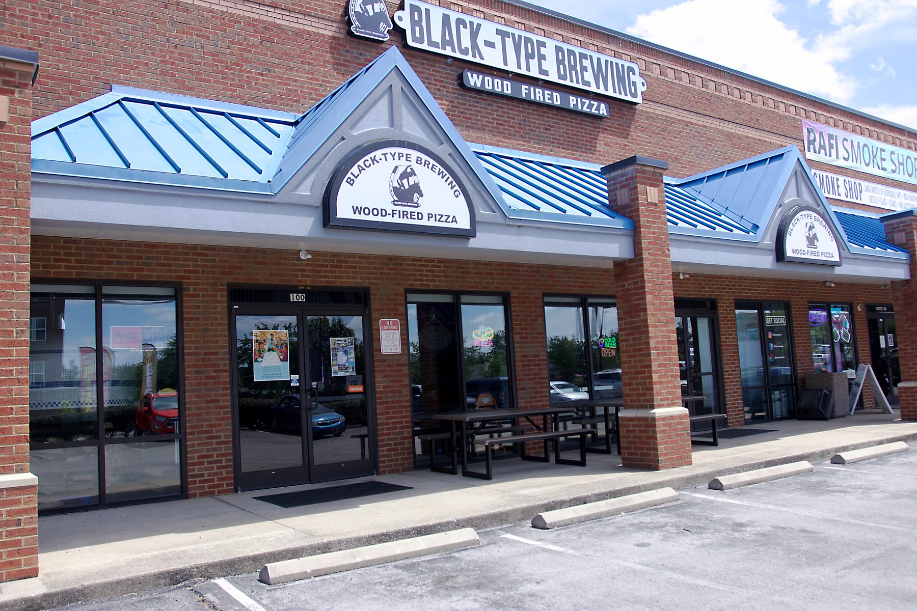Black-Type Brewing exterior and blue roof on Virginia Avenue