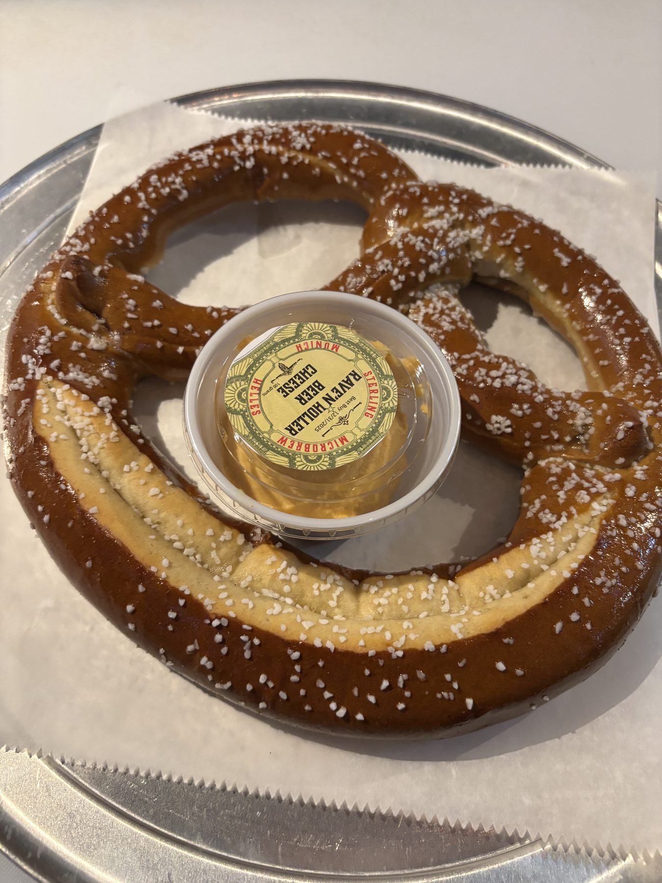 Bavarian pretzel with beer cheese at Black-Type Brewing