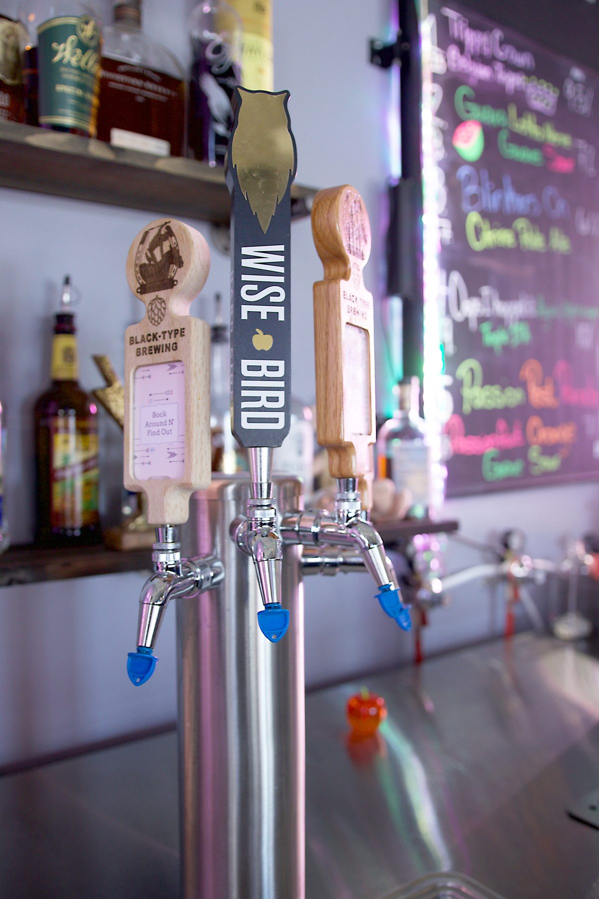 Black-Type Brewing beer taps at the bar
