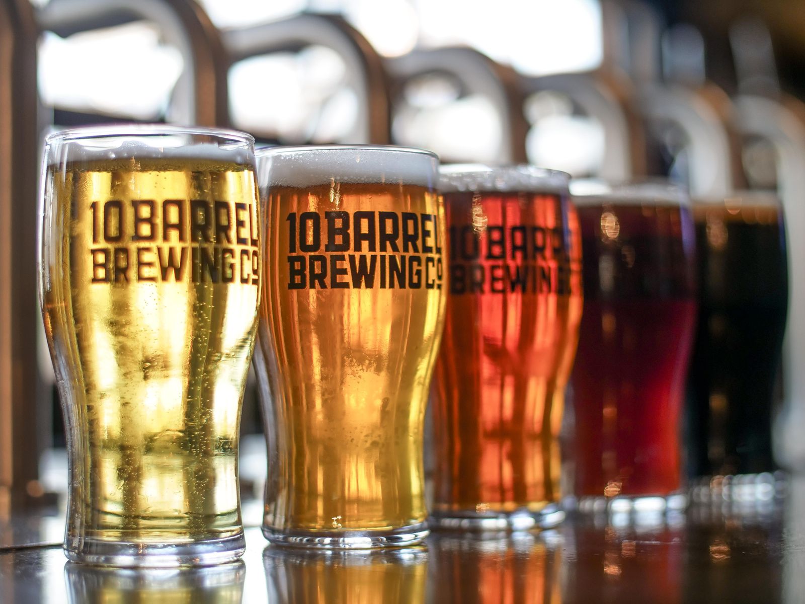 A lineup of colorful craft beers